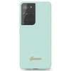 Samsung Galaxy S21 Ultra Guess dėklas silikoninis Script Metal Logo (GUHCS21LLSLMGLB) mėlynos spalvos