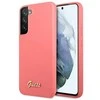 Samsung Galaxy S22 Plus Guess silikoninis dėklas Script Metal Logo (GUHCS22MLSLMGFU) rožinės spalvos
