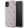 Apple iPhone 11 Guess dėklas 4G Collection odinis Metal Logo MagSafe (GUHMN61G4GFRP) rožinės spalvos
