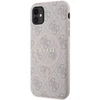Apple iPhone 11 Guess dėklas 4G Collection odinis Metal Logo MagSafe (GUHMN61G4GFRP) rožinės spalvos