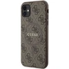 Dėklas GUESS GUHMN61G4GFRW IPHONE 11 6.1 " / XR BROWN / BROWN HARDCASE 4G COLLECTION LEATHER METAL LOGO MAGSAFE