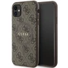Dėklas GUESS GUHMN61G4GFRW IPHONE 11 6.1 " / XR BROWN / BROWN HARDCASE 4G COLLECTION LEATHER METAL LOGO MAGSAFE