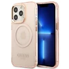 Apple iPhone 13 Pro Guess Dėklas Gold Outline Translucent MagSafe (GUHMP13LHTCMP) rožinės spalvos