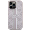 Apple iPhone 13 Pro Guess dėklas 4G Printed Stripe MagSafe (GUHMP13LP4RPSP) rožinės spalvos