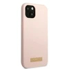Apple iPhone 13 Guess Dėklas silikoninis Logo Plate MagSafe (GUHMP13MSBPLP) rožinės spalvos