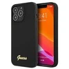 Apple iPhone 13 Pro Max Guess dėklas silikoninis Script Gold Logo Magsafe (GUHMP13XLSLMGBK) juodos spalvos