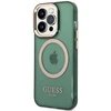 Guess dėklas, skirtas iPhone 14 Pro 6,1 GUHMP14LHTCMA khaki spalvos hard dėklas, skirtas Gold Outline Translucent MagSafe