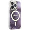 Apple iPhone 14 Pro Guess dėklas Golden Marble Collection MagSafe (GUHMP14LHTMRSU) violetinės spalvos