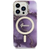 Apple iPhone 14 Pro Guess dėklas Golden Marble Collection MagSafe (GUHMP14LHTMRSU) violetinės spalvos