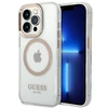 Apple iPhone 14 Pro Guess Dėklas Metal Outline Magsafe (GUHMP14LHTRMD) aukso spalvos