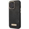 Guess telefono dėklas iPhone 14 Pro 6,1 GUHMP14LSAPSTK juodas hard telefono dėklas Peony Logo Plate MagSafe