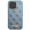 Apple iPhone 14 Pro Guess Dėklas 4G Logo Plate MagSafe mėlynos spalvos