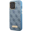 Apple iPhone 14 Pro Guess Dėklas 4G Logo Plate MagSafe mėlynos spalvos