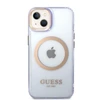 Apple iPhone 14 Guess Dėklas Gold Outline Translucent MagSafe (GUHMP14SHTCMU) violetinės spalvos