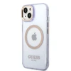 Apple iPhone 14 Guess Dėklas Gold Outline Translucent MagSafe (GUHMP14SHTCMU) violetinės spalvos