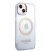 Apple iPhone 14 Guess Dėklas Gold Outline Translucent MagSafe (GUHMP14SHTCMU) violetinės spalvos