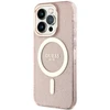 Guess Glitter Gold MagSafe - dėklas skirtas Apple iPhone 14 Pro Max Rožinė