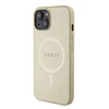 Apple iPhone 15 Plus Guess dėklas Saffiano MagSafe (GUHMP15MPSAHMCB) aukso spalvos