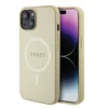 Apple iPhone 15 Plus Guess dėklas Saffiano MagSafe (GUHMP15MPSAHMCB) aukso spalvos