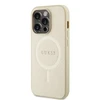 Dėklas GUESS GUHMP15XPSAHMCB IPHONE 15 PRO MAX 6.7 "ZLOTY/GOLD HARDCASE SAFFIANO MAGSAFE