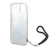 Guess GUOHCP14SHFLSB Apple iPhone 14 / 15 / 13 6.1" mėlynas kietas dėklas su gėlių formos dirželiu