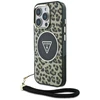 Guess HC IML Leopard Triangle Cord Strap Apple iPhone 16 Pro MagSafe dėklas telefonui