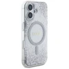 Dėklas Guess HC Resin Bottom Glitter Apple iPhone 16 MagSafe sidabro spalvos