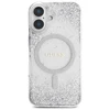 Dėklas Guess HC Resin Bottom Glitter Apple iPhone 16 MagSafe sidabro spalvos