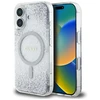 Dėklas Guess HC Resin Bottom Glitter Apple iPhone 16 MagSafe sidabro spalvos