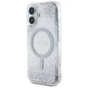 Dėklas Guess HC Resin Bottom Glitter Apple iPhone 16 MagSafe sidabro spalvos