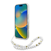 Guess IML Flowers Allover Electro With Pearl Strap MagSafe - dėklas skirtas Apple iPhone 16 Pro Baltas