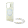 Guess IML Flowers Allover Electro With Pearl Strap MagSafe - dėklas skirtas Apple iPhone 16 Pro Baltas