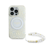 Guess IML Flowers Allover Electro With Pearl Strap MagSafe - dėklas skirtas Apple iPhone 16 Pro Baltas
