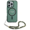 Guess IML Glitter With Pearl Strap MagSafe - dėklas skirtas Apple iPhone 16 Pro Max Žalias