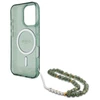 Guess IML Glitter With Pearl Strap MagSafe - dėklas skirtas Apple iPhone 16 Pro Max Žalias