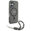 Guess IML Glitter With Pearl Strap MagSafe case Apple iPhone 16 - dėklas telefonui juodos spalvos