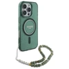 Guess IML Glitter With Pearl Strap MagSafe - dėklas skirtas Apple iPhone 16 Pro Max Žalias