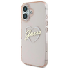 Guess IML Heart Apple iPhone 16 - dėklas telefonui rožinės spalvos