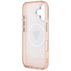 Guess IML Metal Glitter 4G Circle Triangle MagSafe dėklas iPhone 16 - rožinis