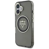 Dėklas Guess IML Metal Mountain Logo MagSafe Apple iPhone 16 juodos spalvos