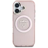 Dėklas Guess IML Metal Mountain Logo MagSafe Apple iPhone 16 rožinės spalvos