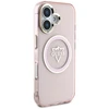 Dėklas Guess IML Metal Mountain Logo MagSafe Apple iPhone 16 rožinės spalvos