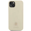 Guess GUHCP15SPS4DGPD iPhone 15 6.1" zoty/auksinis kietas dėklas, odinis 4G metalinis logotipas Strass