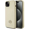 Guess GUHCP15SPS4DGPD iPhone 15 6.1" zoty/auksinis kietas dėklas, odinis 4G metalinis logotipas Strass