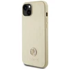 Guess GUHCP15SPS4DGPD iPhone 15 6.1" zoty/auksinis kietas dėklas, odinis 4G metalinis logotipas Strass
