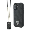 Guess Leather Metal Logo Strass Crossbody Apple iPhone 16 - dėklas telefonui juodos spalvos