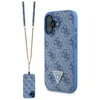 Guess Leather Metal Logo Strass Crossbody Apple iPhone 16 - dėklas telefonui mėlynos spalvos