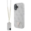 Apple iPhone 16 Guess Leather Metal Logo Strass Crossbody + Dirželis (GUHCP16SP4TDSCPP) dėklas telefonui rožinės spalvos