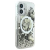 Dėklas Guess Liquid Glitter Flower MagSafe Apple iPhone 16 Case - rusvai gelsvas