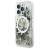 Dėklas Guess Liquid Glitter Flower MagSafe Apple iPhone 16 Pro Case - rusvai gelsvas